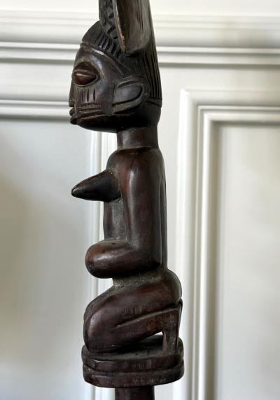 African Carved Female Statue Yoruba Ose Sango Staff