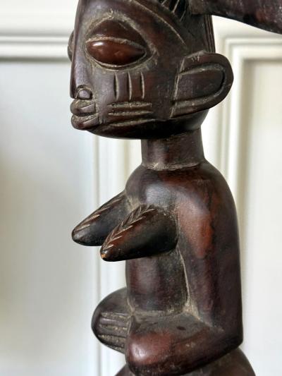 African Carved Female Statue Yoruba Ose Sango Staff