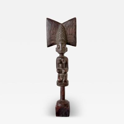 African Carved Female Statue Yoruba Ose Sango Staff