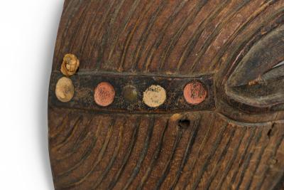 African Congo 20th Century Carved Painted Wood Songye Kfwebe Face Mask