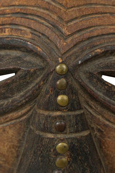 African Congo 20th Century Carved Painted Wood Songye Kfwebe Face Mask
