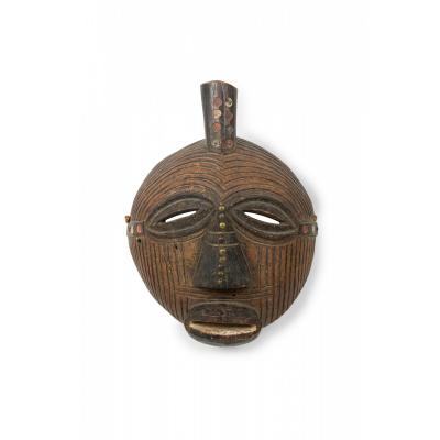 African Congo 20th Century Carved Painted Wood Songye Kfwebe Face Mask