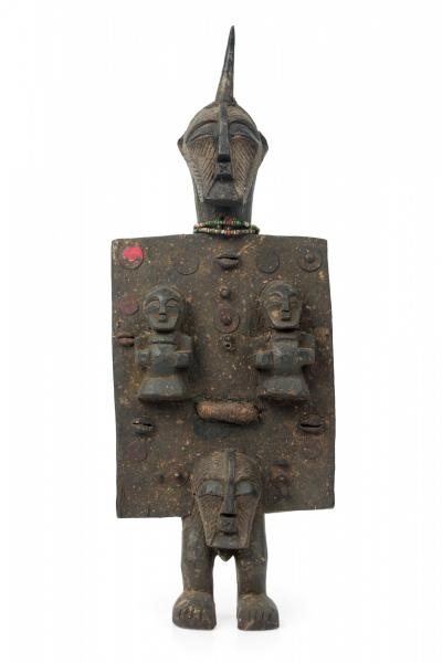 African Congo 20th Century Carved Wood Songye Kwfebe Figural Plaque