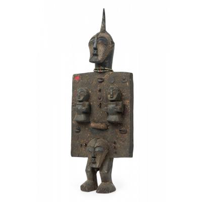 African Congo 20th Century Carved Wood Songye Kwfebe Figural Plaque