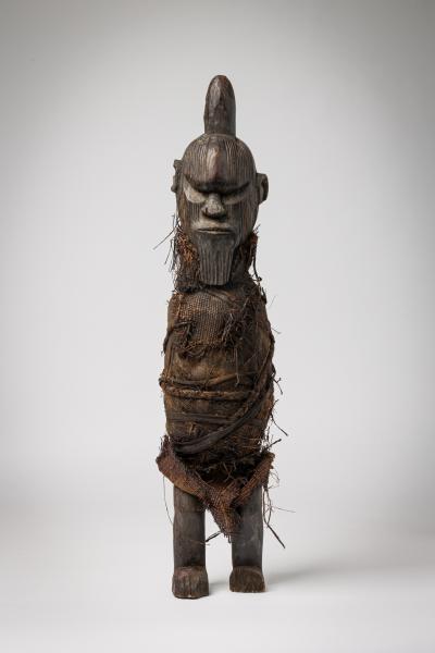 African Congo Early 20th Century Male Figure Wrapped in Raffia Burlap