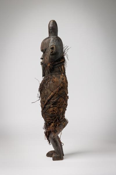 African Congo Early 20th Century Male Figure Wrapped in Raffia Burlap