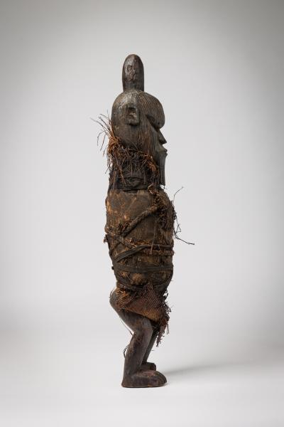 African Congo Early 20th Century Male Figure Wrapped in Raffia Burlap