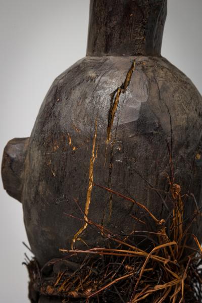 African Congo Early 20th Century Male Figure Wrapped in Raffia Burlap