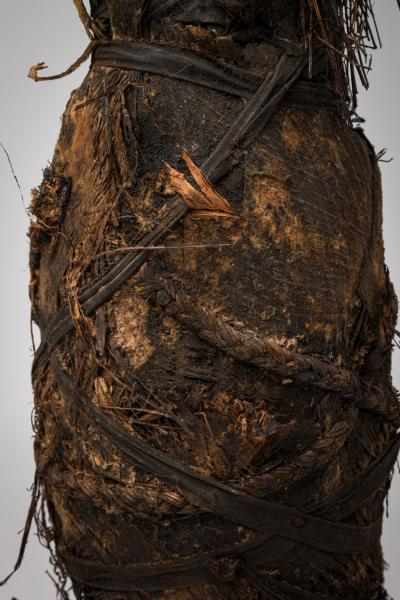 African Congo Early 20th Century Male Figure Wrapped in Raffia Burlap