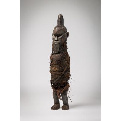 African Congo Early 20th Century Male Figure Wrapped in Raffia Burlap