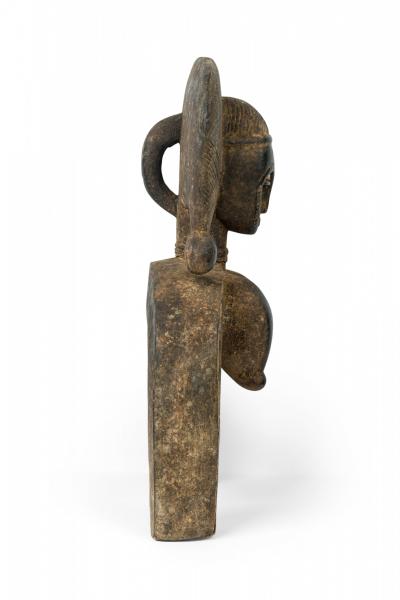 African Cote d Ivoire Carved Wood Baule Large Heddle Pulley Female Figure