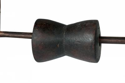 African Cote d Ivoire Carved Wood Baule Large Heddle Pulley Female Figure