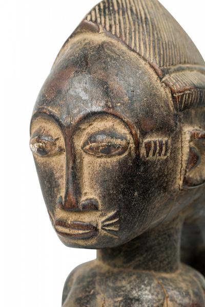 African Cote d Voire 20th Century Carved Wood Baule Conjoined Couple