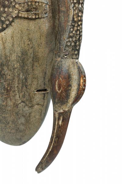 African Cote d Voire 20th Century Carved Wood Brass Do Society Ligbi Hornbill