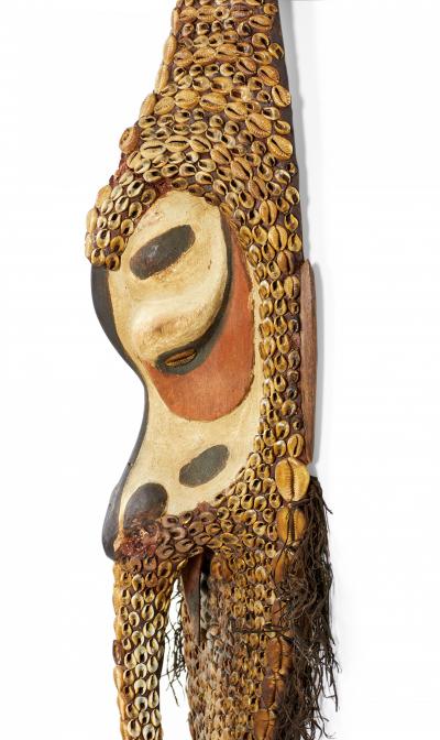 African Cowrie Shell and Root Fiber Beaked Mask