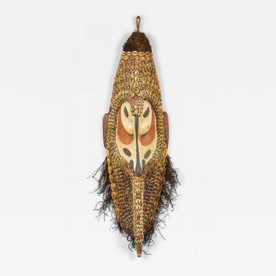 African Cowrie Shell and Root Fiber Beaked Mask