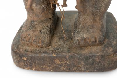 African D R Congo 20th Century Carved Wood Mirror Nkisi Nail Fetish Figure