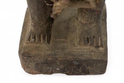 African D R Congo 20th Century Carved Wood Nkisi 2 Headed Nail Fetish Figure