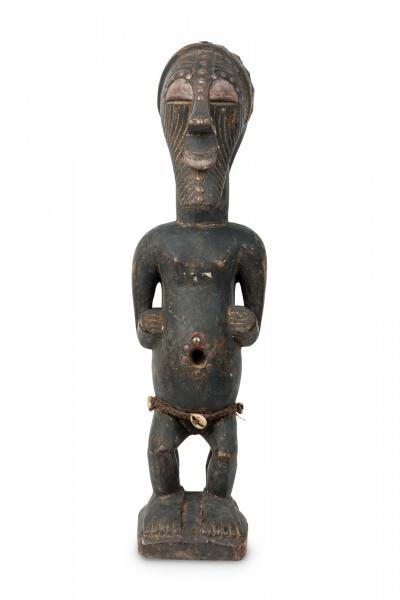 African D R Congo 20th Century Carved Wood Songye 2 Headed Janus Figure