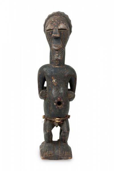 African D R Congo 20th Century Carved Wood Songye 2 Headed Janus Figure