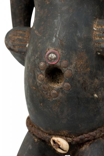 African D R Congo 20th Century Carved Wood Songye 2 Headed Janus Figure