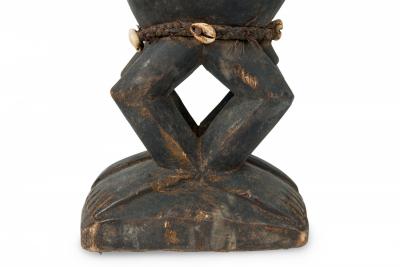 African D R Congo 20th Century Carved Wood Songye 2 Headed Janus Figure