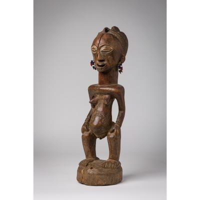 African D R Congo 20th Century Carved Wooden Luba Female Fertility Figure