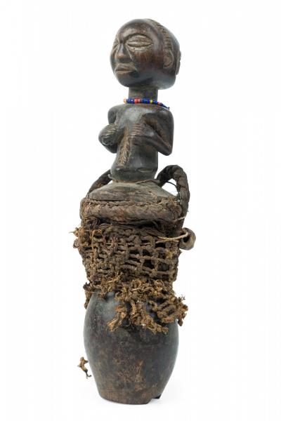 African D R Congo Late 20th Century Carved Wood Baluba Female Ancestor Figure