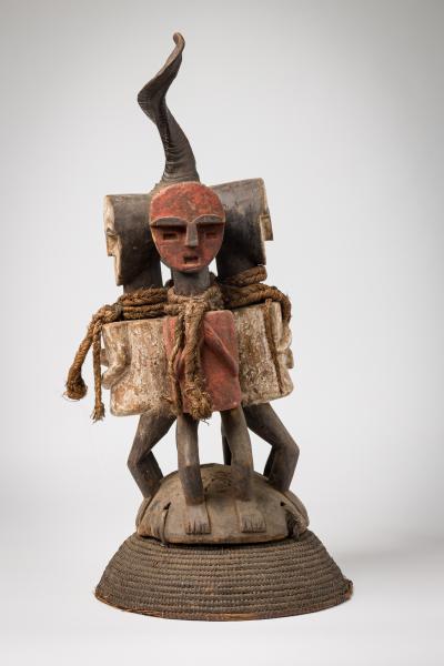 African D R Congo Reliquary Basket With Four Figures