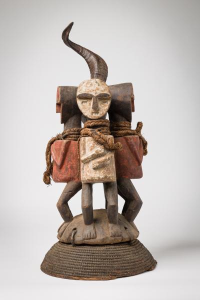 African D R Congo Reliquary Basket With Four Figures