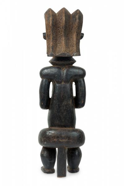 African Gabon 20th Century Carved Wood Fang Male Reliquary Guardian Figure