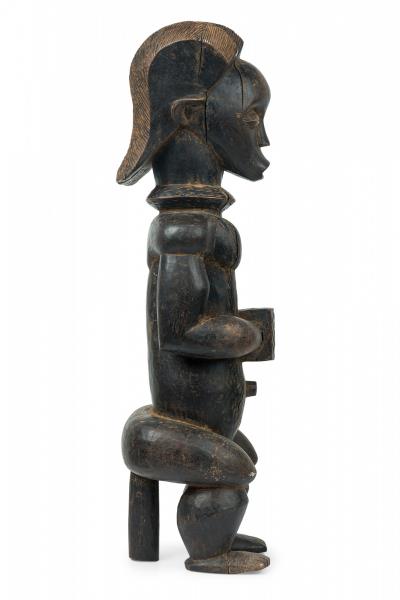 African Gabon 20th Century Carved Wood Fang Male Reliquary Guardian Figure