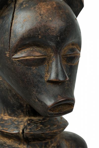 African Gabon 20th Century Carved Wood Fang Male Reliquary Guardian Figure