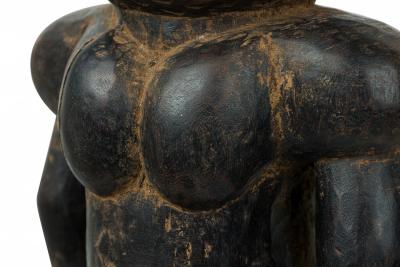 African Gabon 20th Century Carved Wood Fang Male Reliquary Guardian Figure