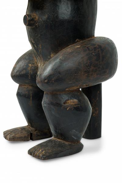 African Gabon 20th Century Carved Wood Fang Male Reliquary Guardian Figure