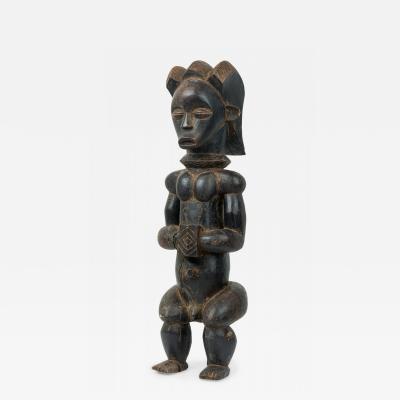 African Gabon 20th Century Carved Wood Fang Male Reliquary Guardian Figure