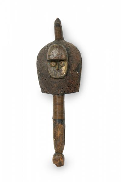 African Gabon D R Congo 20th Century Carved Wood Copper Kota Mahongwe Figur