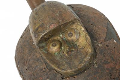 African Gabon D R Congo 20th Century Carved Wood Copper Kota Mahongwe Figur
