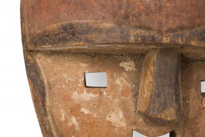 African Gabon Late 20th Century Carved Wood Galwa Mask with Encircling Snake