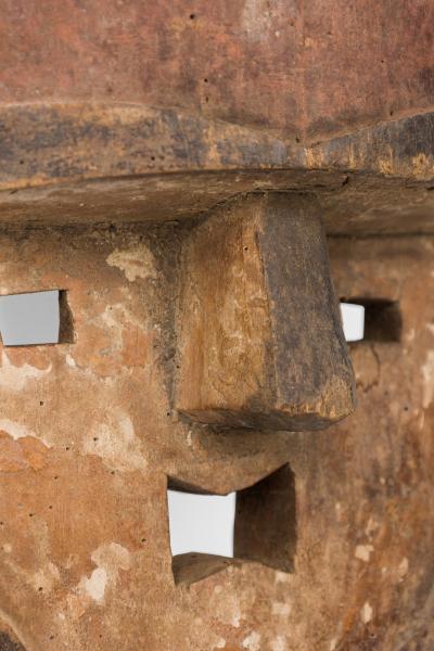 African Gabon Late 20th Century Carved Wood Galwa Mask with Encircling Snake