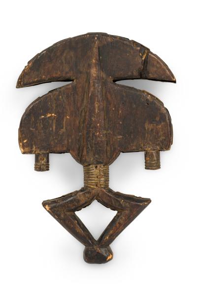 African Gabon Late 20th Century Hand Carved Wood Copper Kota Mahongwe Reliquar