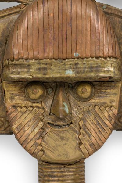 African Gabon Late 20th Century Hand Carved Wood Copper Kota Mahongwe Reliquar