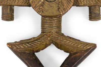 African Gabon Late 20th Century Hand Carved Wood Copper Kota Mahongwe Reliquar