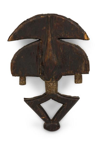 African Gabon Late 20th Century Hand Carved Wood Copper Kota Mahongwe Reliquar