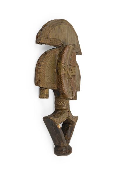 African Gabon Late 20th Century Hand Carved Wood Copper Kota Mahongwe Reliquar