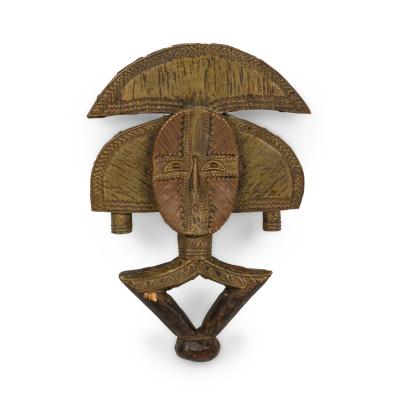 African Gabon Late 20th Century Hand Carved Wood Copper Kota Mahongwe Reliquar