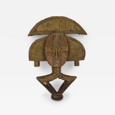 African Gabon Late 20th Century Hand Carved Wood Copper Kota Mahongwe Reliquar