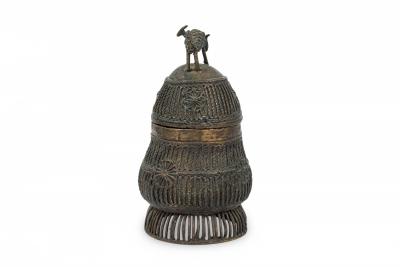 African Ghana 20th Century Asante Kuduo Bronze Gold Dust Vessel