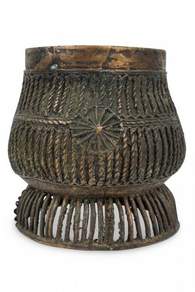 African Ghana 20th Century Asante Kuduo Bronze Gold Dust Vessel