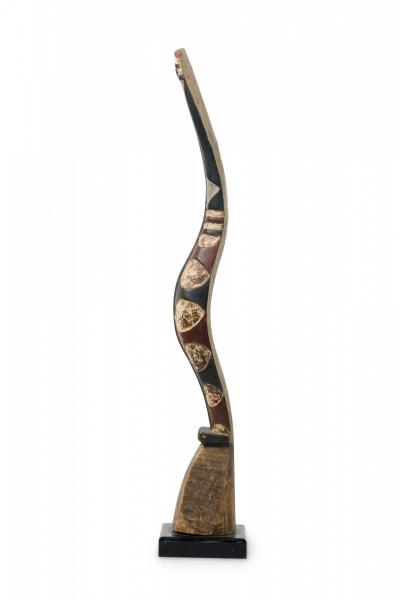African Guinea Late 20th Century Carved Wood Baga Rearing Snake on Metal Stand